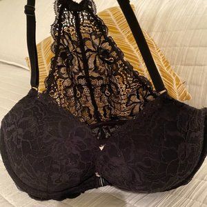 PINK - Victoria's Secret Pushup Bra Black Lace - Racerback